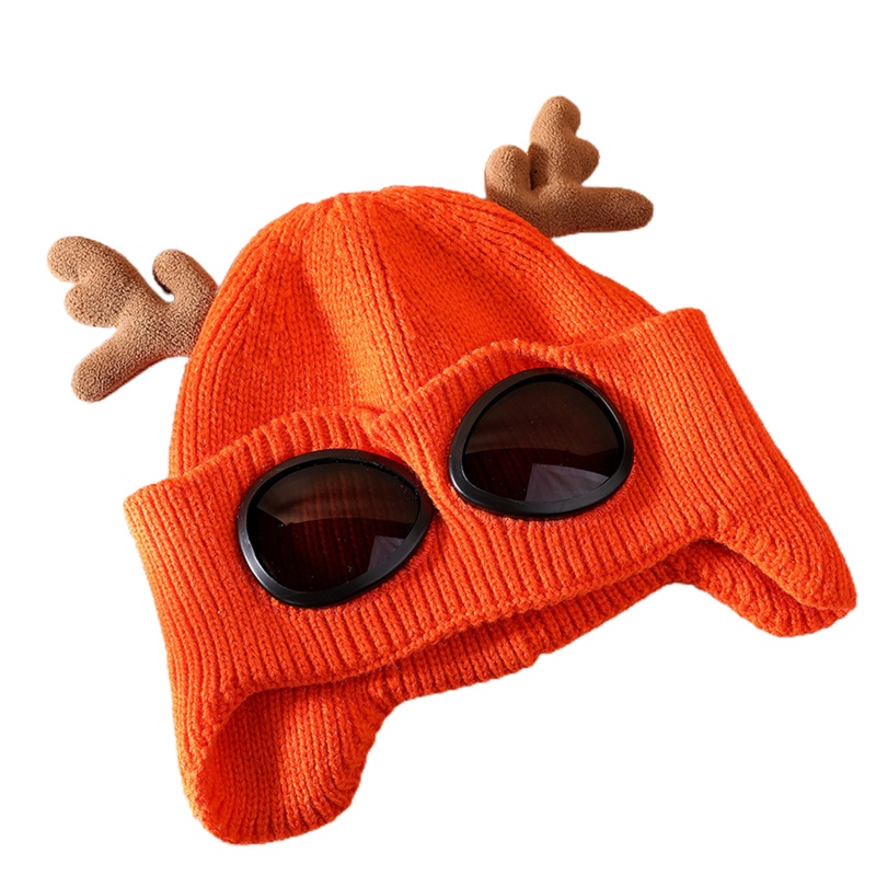 Mũ beanie Dệt Kim Tích Hợp Kính Bảo Vệ Tai Màu Sắc Trơn Dành Cho Trượt Tuyết