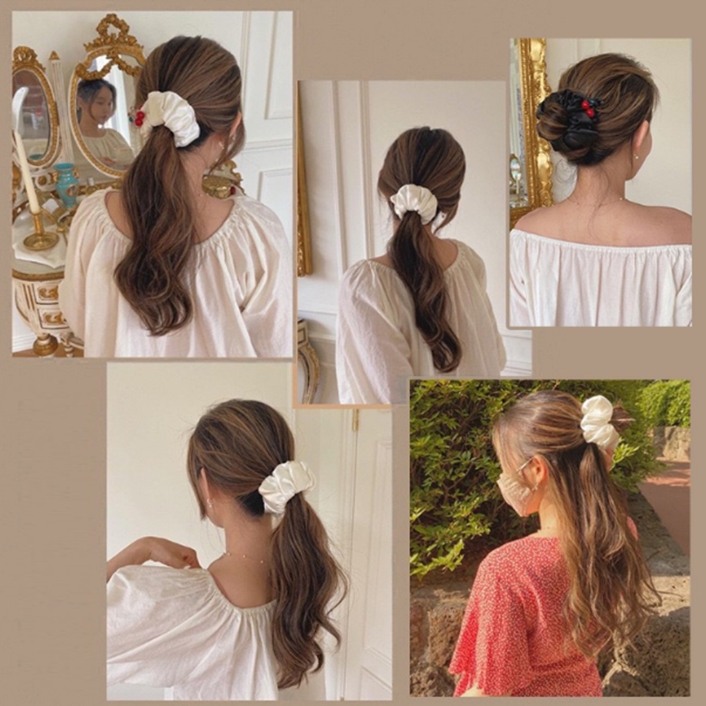 Kẹp búi tóc tròn Hàn Quốc - Kẹp tóc Scrunchies tổ yến co giãn