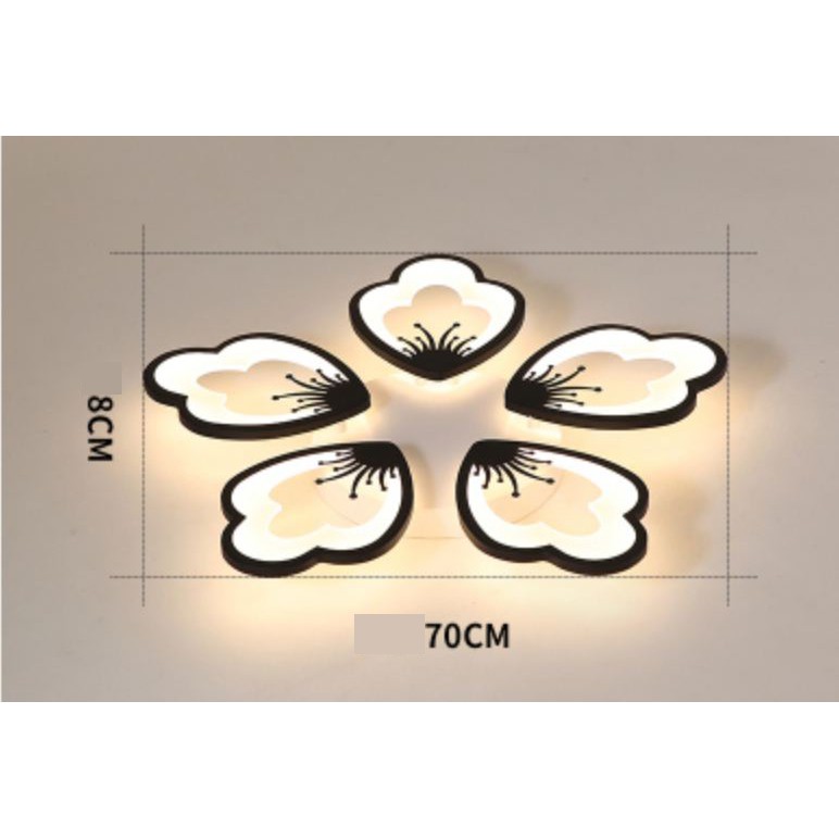 Đèn trần MONSKY SAKURA 5 cánh, 12 cánh độc đáo cao cấp 3 chế độ ánh sáng dùng điều khiển từ xa tiện dụng