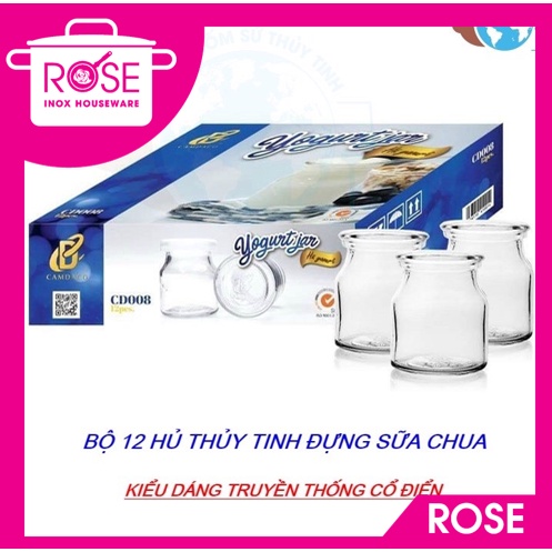 Hủ sữa chua - Bộ 12 hủ thủy tinh CAO CẤP làm YAOURT 100ml kiểu dáng truyền thống