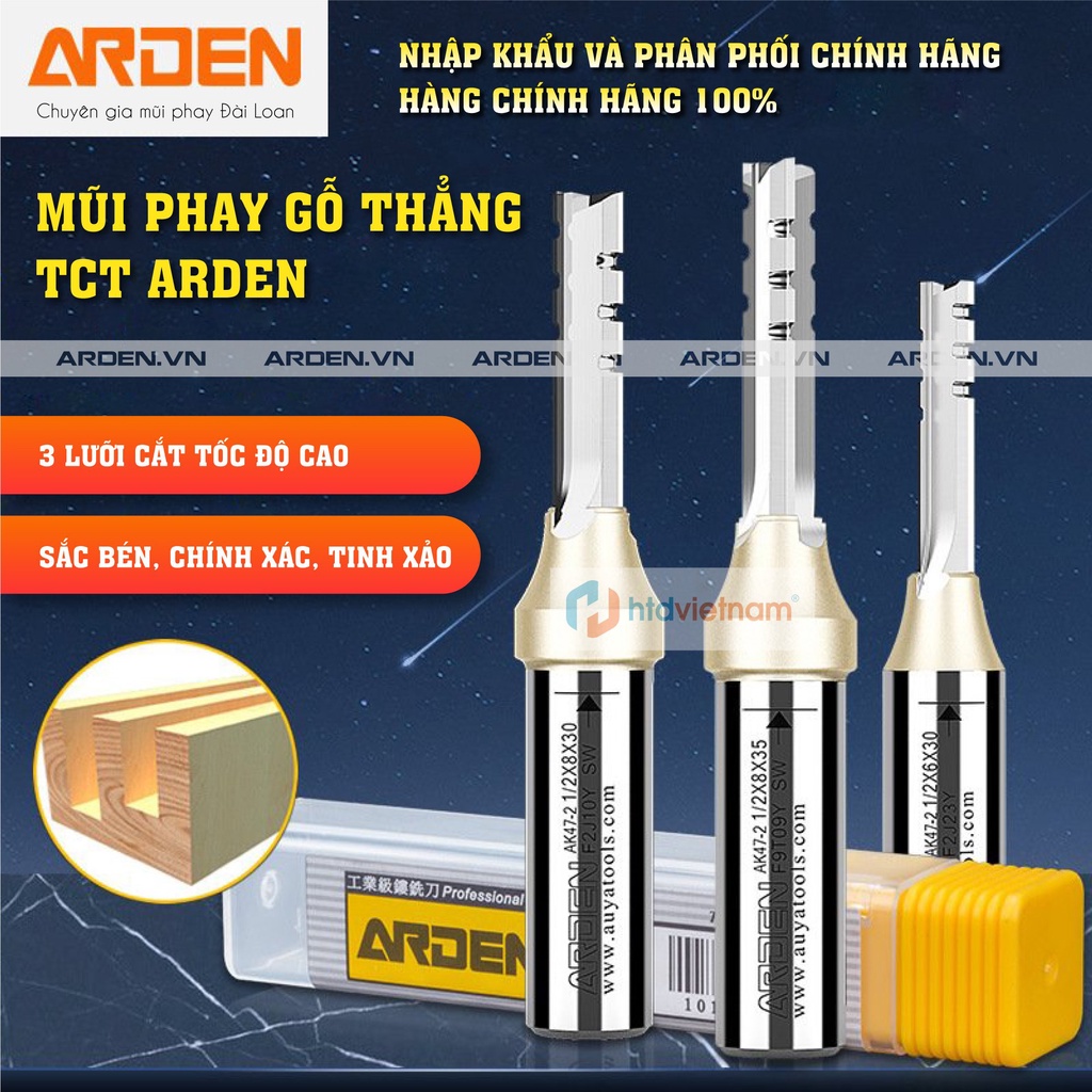 ARDEN - Mũi phay Router CNC dòng AK47-2 Cốt 12.7 mm ( 3 lưỡi cắt gỗ tốc độ cao )