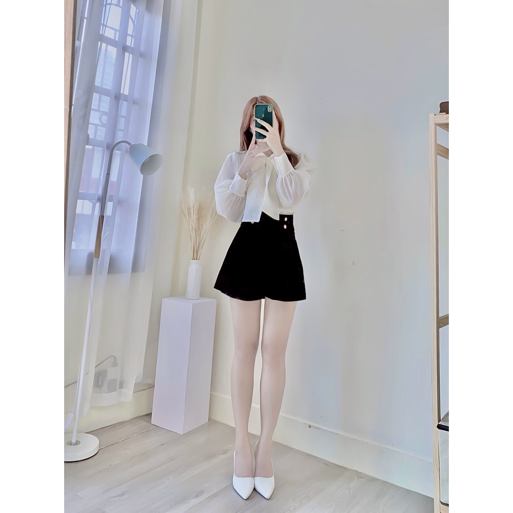 Quần Short Nhung 4 Khuy Dáng Váy - CHUPPY - SN11