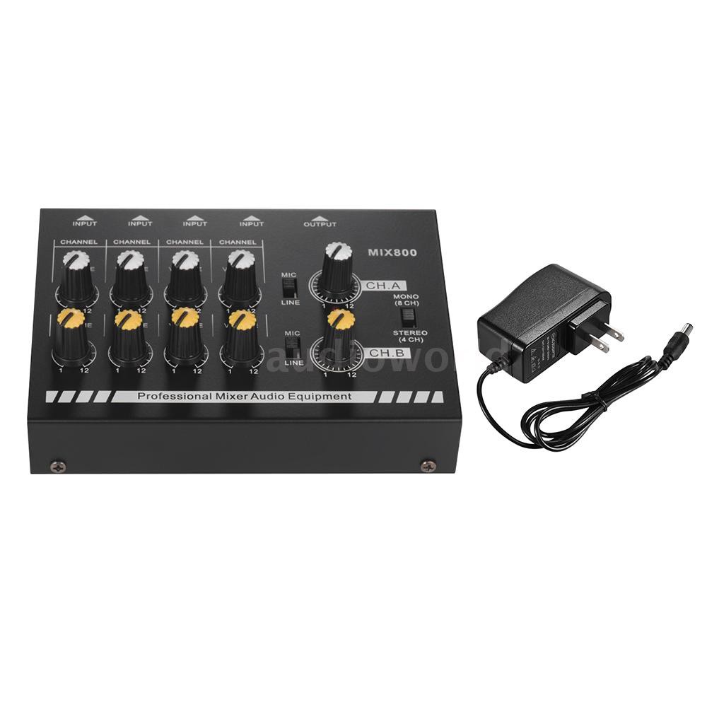 AIDO♦Compact Size 8-Channels Mono/Stereo Audio Sound Line Mixer with Power Adapter