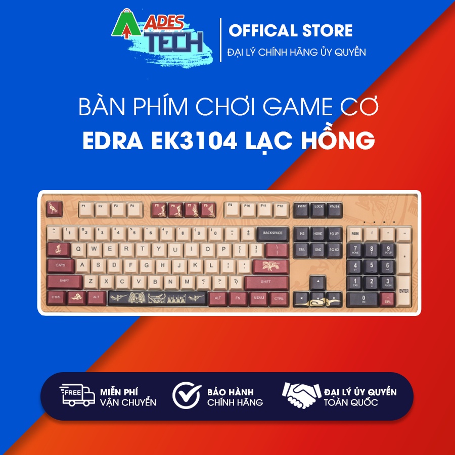 Bàn phím chơi game cơ EDRA EK3104 Lạc Hồng | Bàn phím 104 phím USB Type C