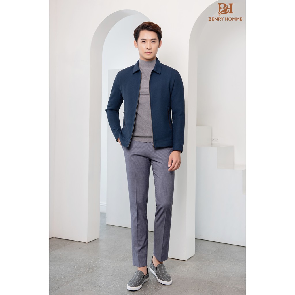 Áo khoác nam Benry, chất liệu vải tuytsi pha lông cừu, Dáng áo slim fit mặc thanh lịch, trẻ trung mã 1859NV-Benryhomme