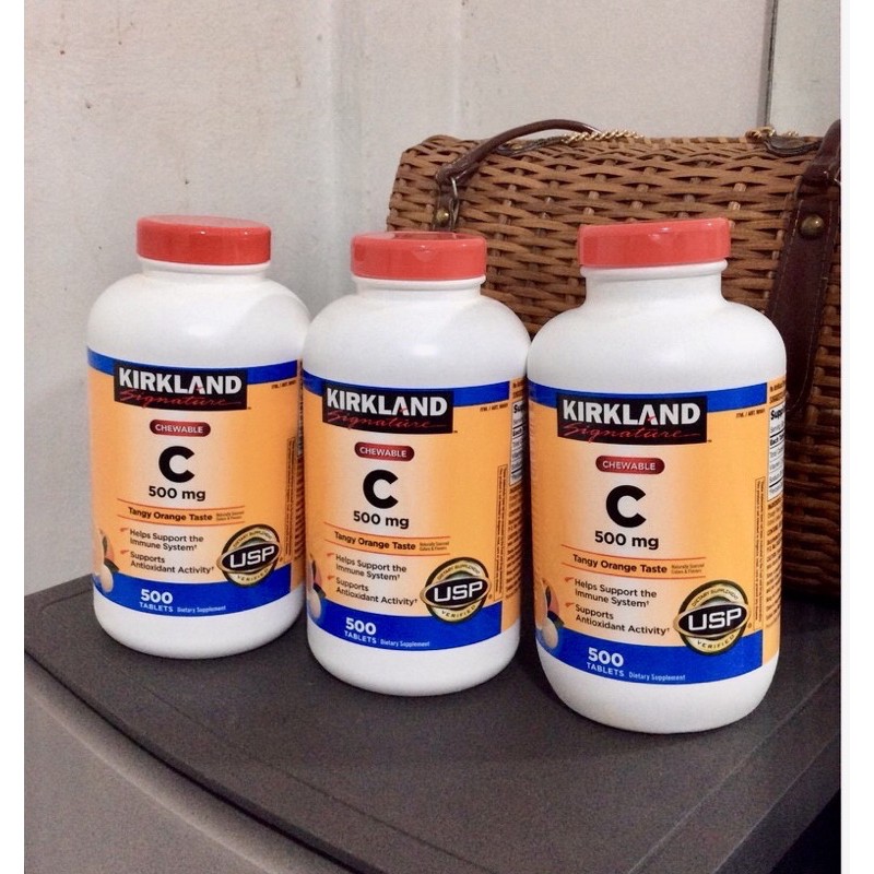 🍓🍒[HSD 06/2023] Viên ngậm Bổ Sung Vitamin C Kirkland Signature Chewable Vitamin C Kirkland 500mg🍊🍋