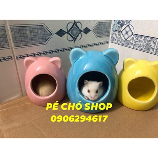 Nhà ngủ bằng sứ Hình gấu cho hamster có 2 size bear và win.
