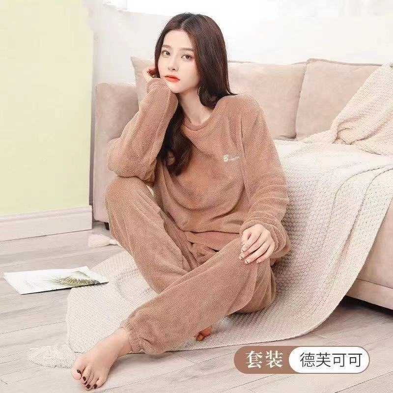 Bộ ngủ lông quần dài mặc ở nhà mùa đông form bigsize phong cách hàn quốc dễ thương 50-70Kg  TOZZO BLO01