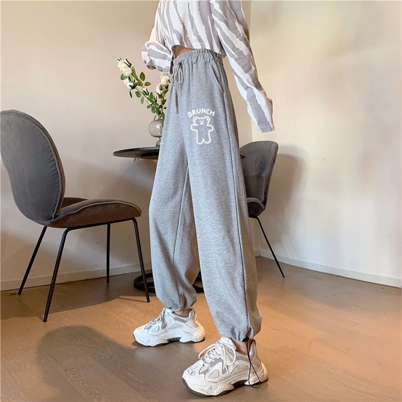 Quần Thể Thao cotton Hàn Quốc Ống Rộng Ngang Mắt Cá Chân Mỏng Mùa Hè