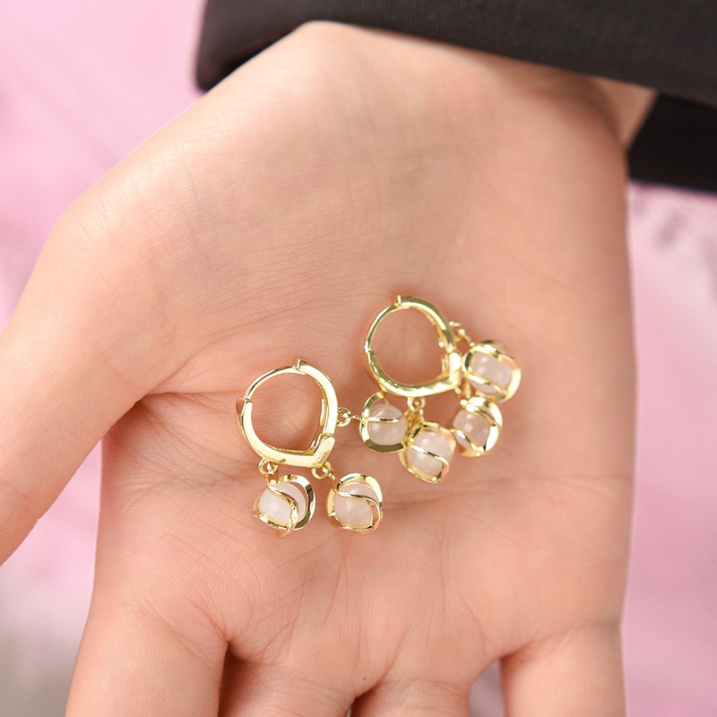 1 Đôi Bông Tai Đính Đá Opal Tinh Tế Sang Trọng Dành Cho Nữ