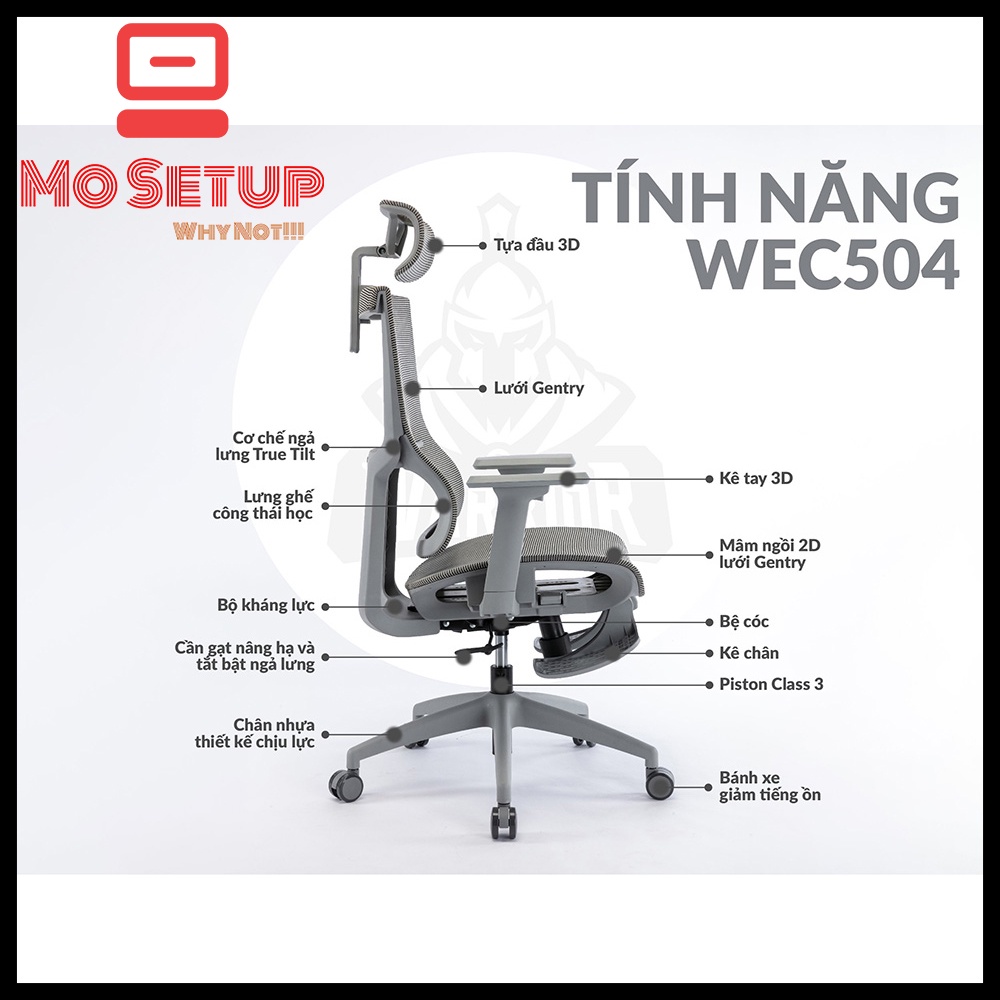 Ghế công thái học chính hãng Warrior ErgonomicChair dành cho dân Văn phòng, anh em Gaming cao cấp, Ghế Ergonomic