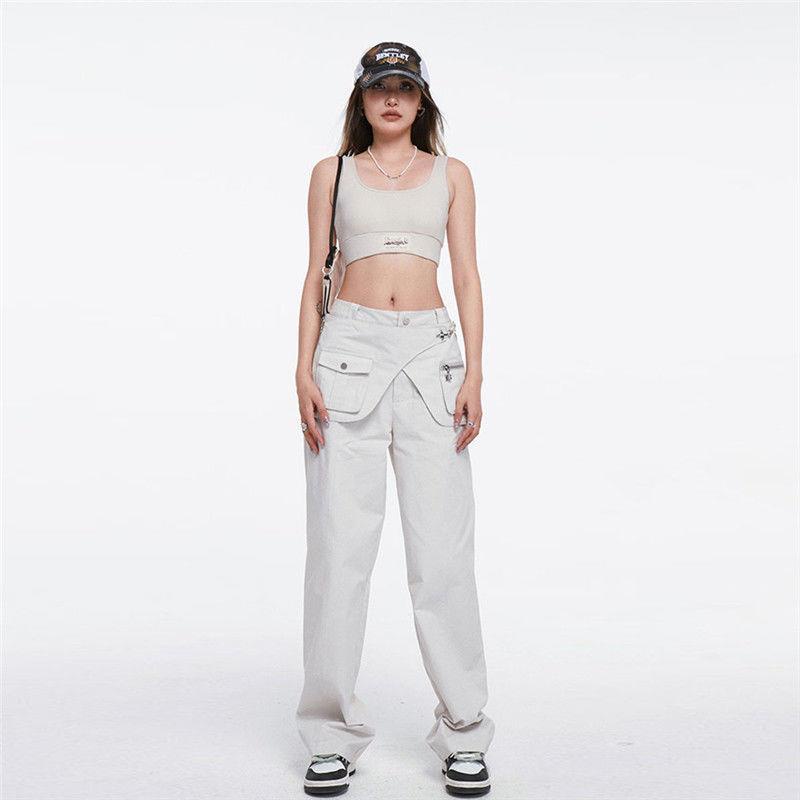 Quần Dài Dáng Suông Phong Cách Đường Phố Retro Mỹ Thiết Kế Mới Mùa Hè Có Thể Tháo Rời Cho Nữ