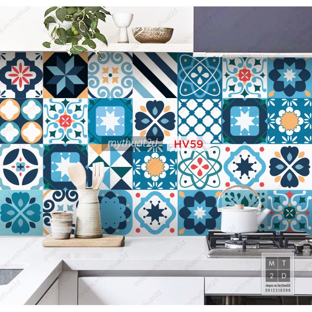 Sét 32 ô decal gạch bông_Mua 3 set tặng 1 set_ trang trí hoa văn Colorful mã CBM3T1-040720