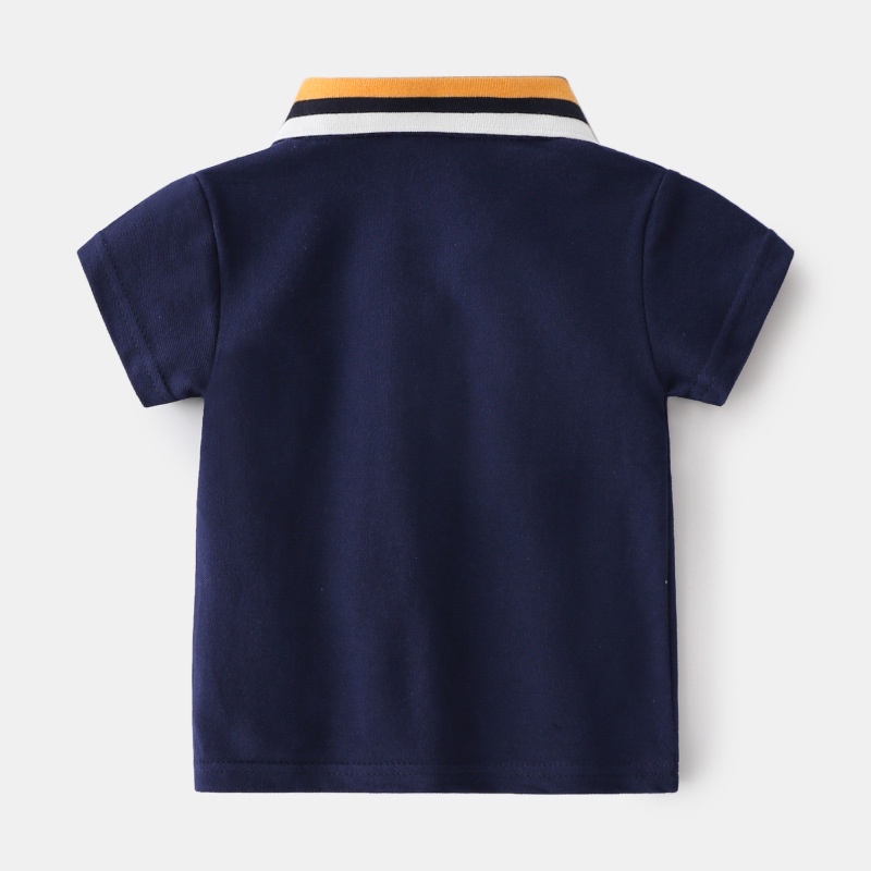 Áo thun polo SOFFNY tay ngắn in họa tiết hoạt hình bằng cotton thời trang mùa hè cho bé trai