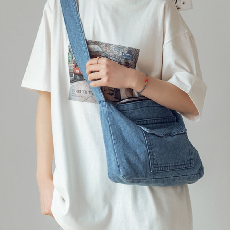 Túi Xách Denim Đeo Chéo Phong Cách Retro Thời Trang Cho Nữ