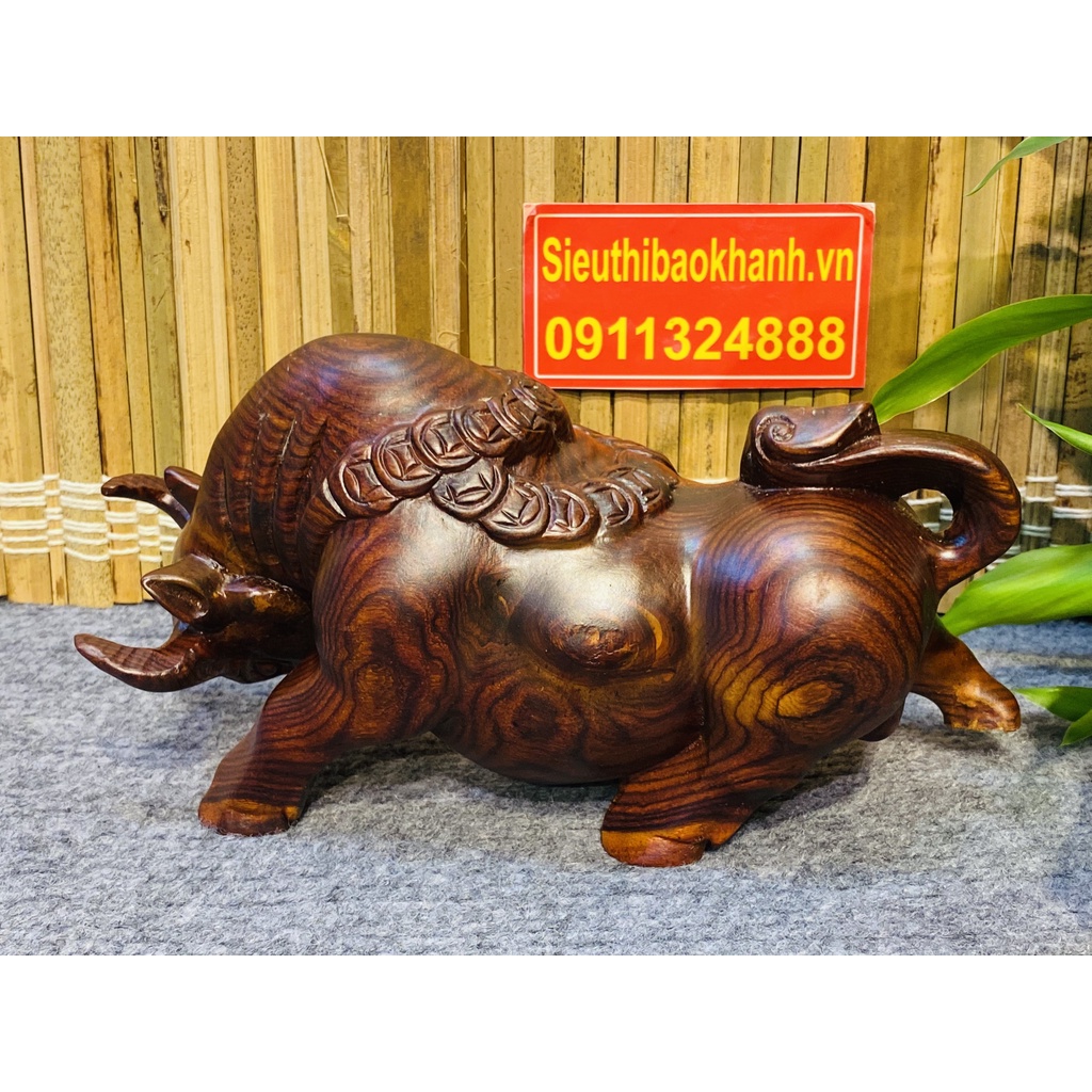 -Tượng bò tót gỗ Trắc cao cấp kt 20*9