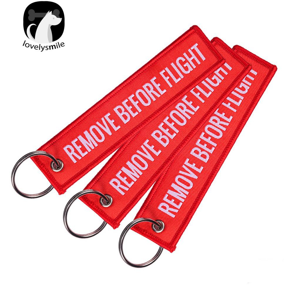 Móc khóa thêu chữ Remove Before Flight