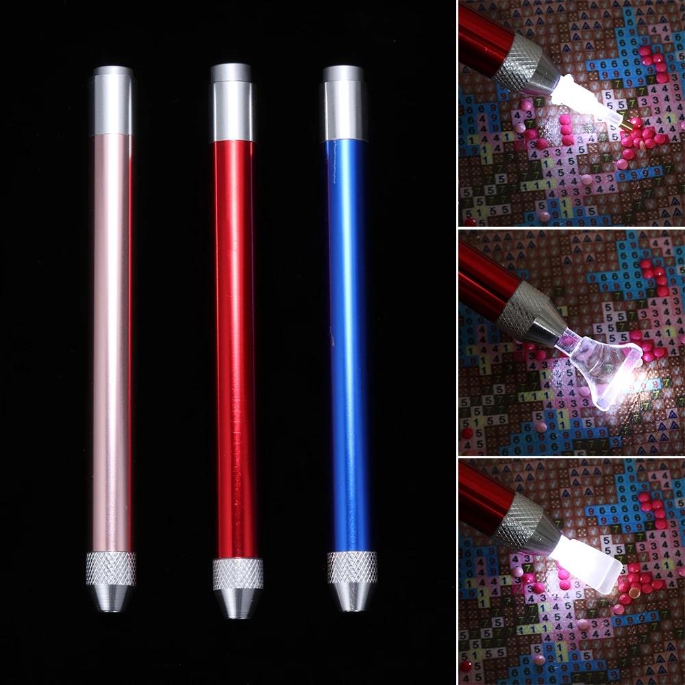 Bút Khoan Góc 5D Ánh Sáng Kèm Phụ Kiện Dùng Làm Tranh Đính Đá DIY