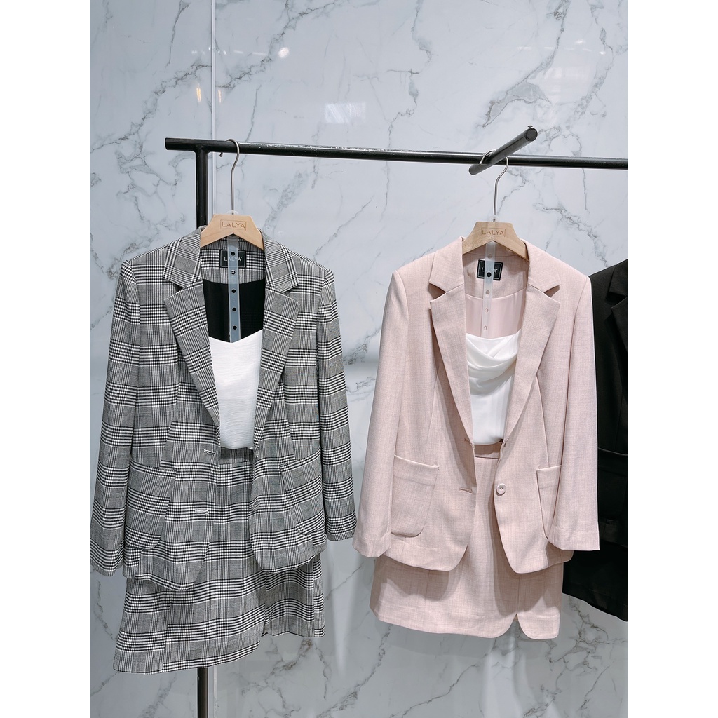 LALYA_Áo Blazer dài tay túi ốp-Kẻ | BigBuy360 - bigbuy360.vn