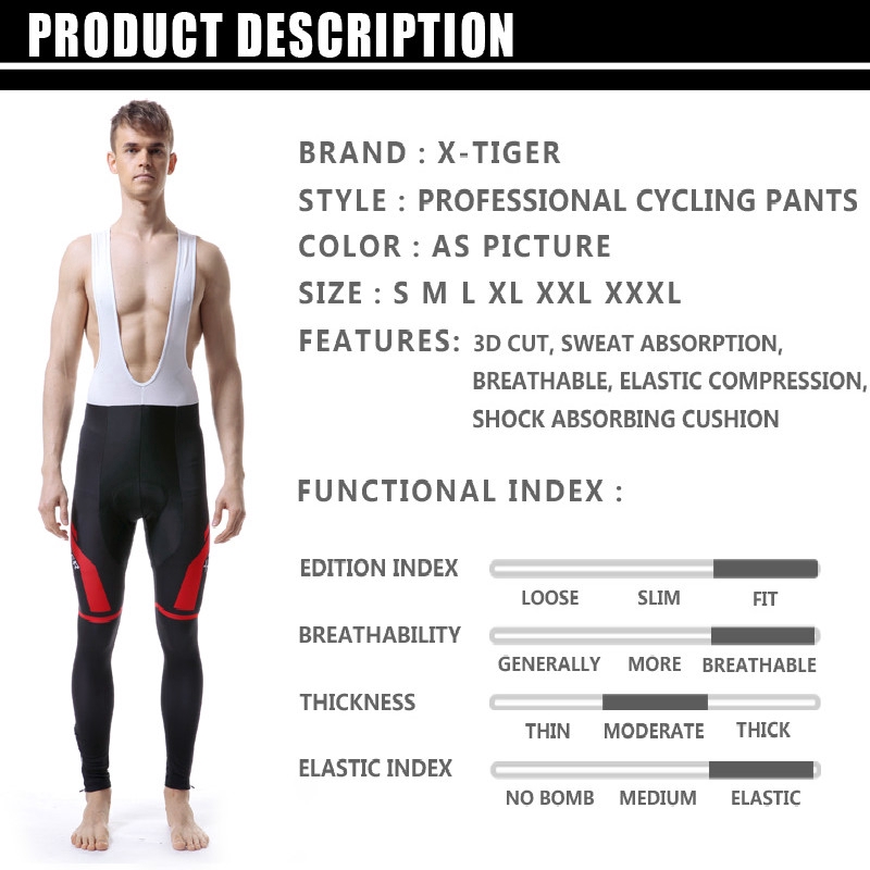 Quần Liền Thân Nam X-TIGER Có Quai Đeo Phong Cách Thể Thao Chuyên Dụng Cho Dân Chạy Xe Đạp