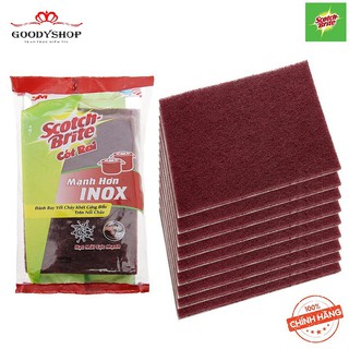 Gói 9miếng Cước cọ rửa Scotch Brite 3M 7447 Mạnh hơn inox Miếng Chữ Nhật (10x15cm)