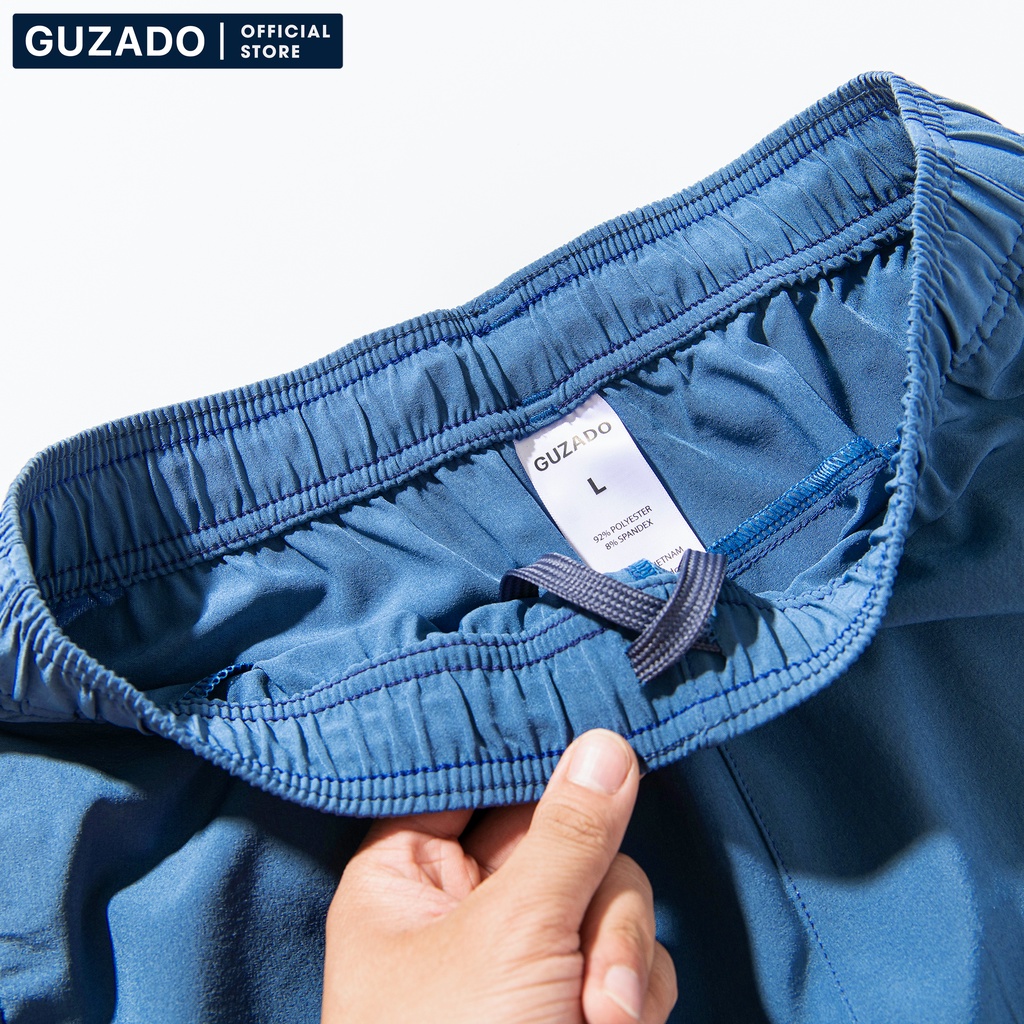 Quần short nam trơn Guzado Chất Gió Cao Cấp,Mềm Mịn,Co Giãn 4 Chiều,Vận Động Thể Thao Thoải Mái QSG22011.HN