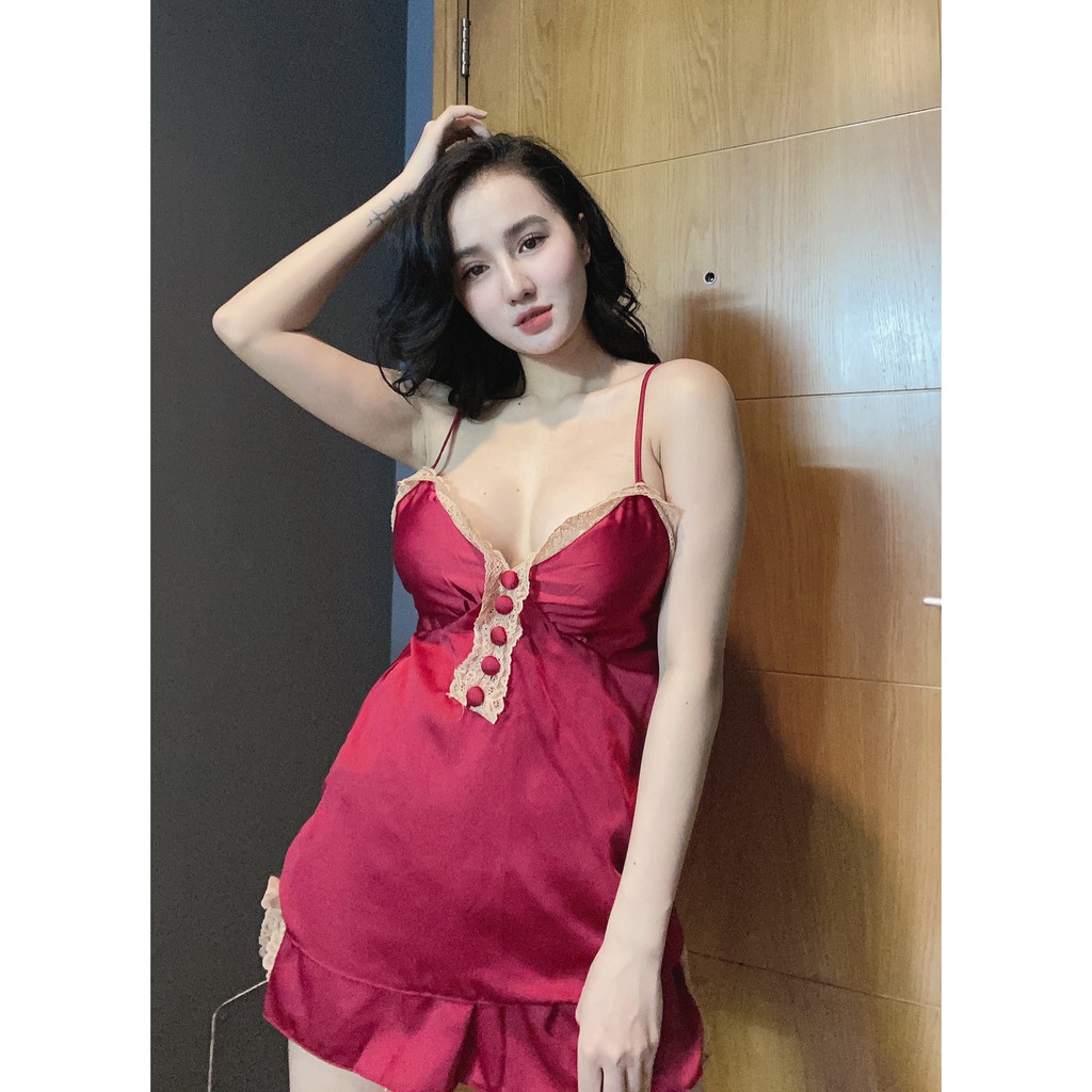Đồ ngủ nữ cao cấp sexy hai dây quyến rũ gợi cảm satin cao cấp, mềm mịn AN09 - D'Lavia | BigBuy360 - bigbuy360.vn