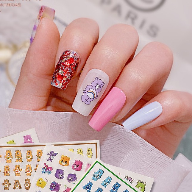 Sticker 3D Hoạt Hình Gấu Gum Đủ Màu - Hình dán móng tay 555/556/557/558