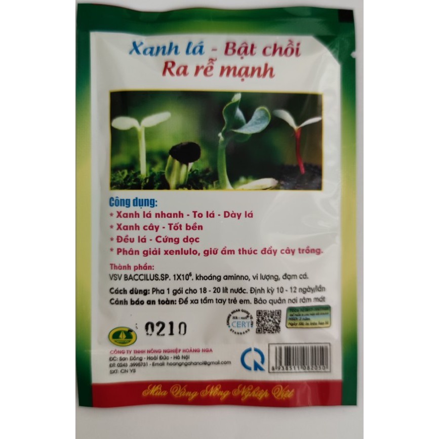 Dưỡng rau hữu cơ xanh lá, bật mầm gói 25Gr