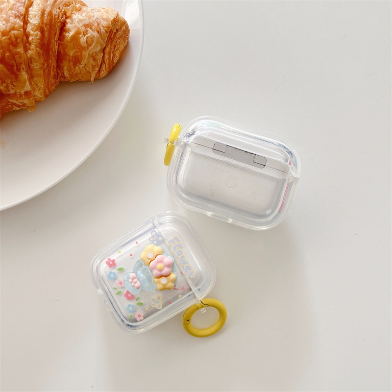 Vỏ Bảo Vệ Hộp Sạc Tai Nghe Bluetooth Không Dây Airpods 1/2 Pro 3 Bằng tpu Họa Tiết Hoa Độc Đáo Thời Trang
