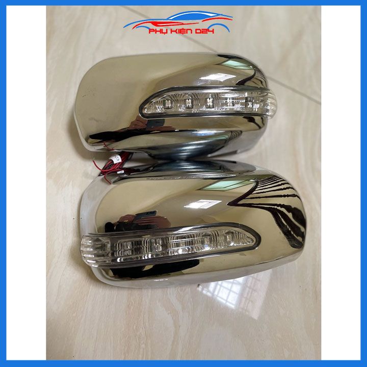 Ốp gương chiếu hậu Vios 2003-2004-2005-2006-2007 có led xi nhan mạ crom bảo vệ chống trầy trang trí làm đẹp xe