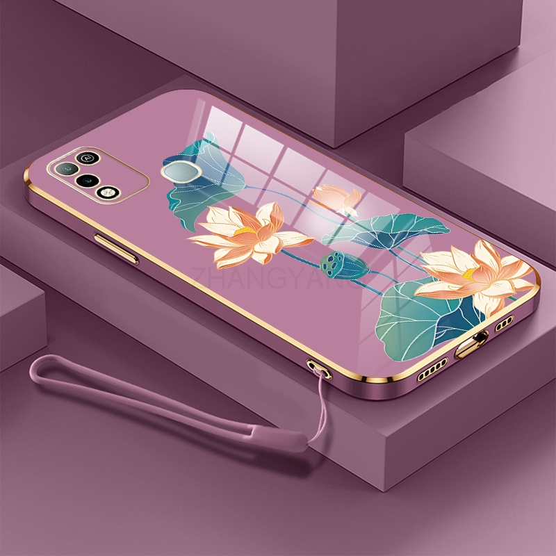 ốp lưng infinix hot 10 play hot 11 play ốp điện thoại infinix hot 10 play hot 11 play Ốp Điện Thoại TPU Dẻo Mạ Màu Họa Tiết Hoa Sen Sang Trọng
