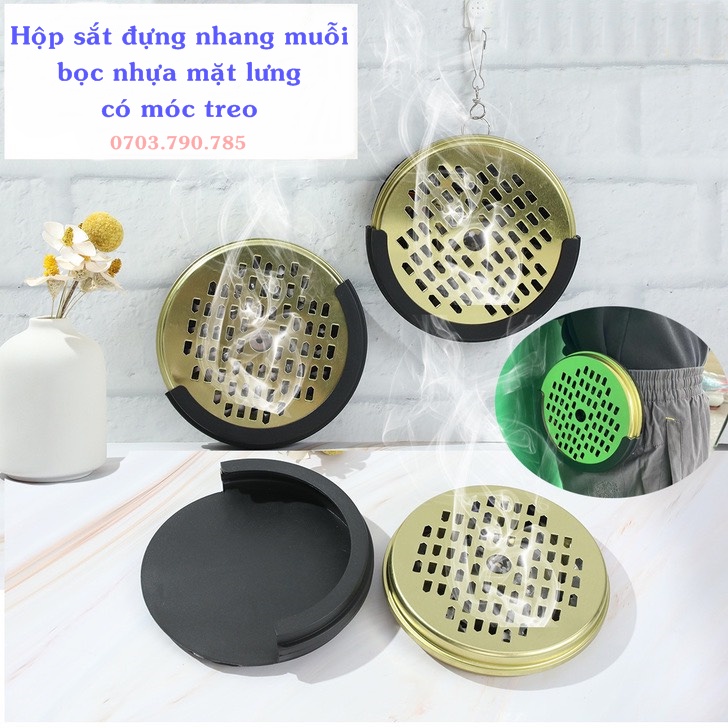Hộp Sắt Đựng Nhang Muỗi Bọc Nhựa Mặt Lưng - Có Móc Treo