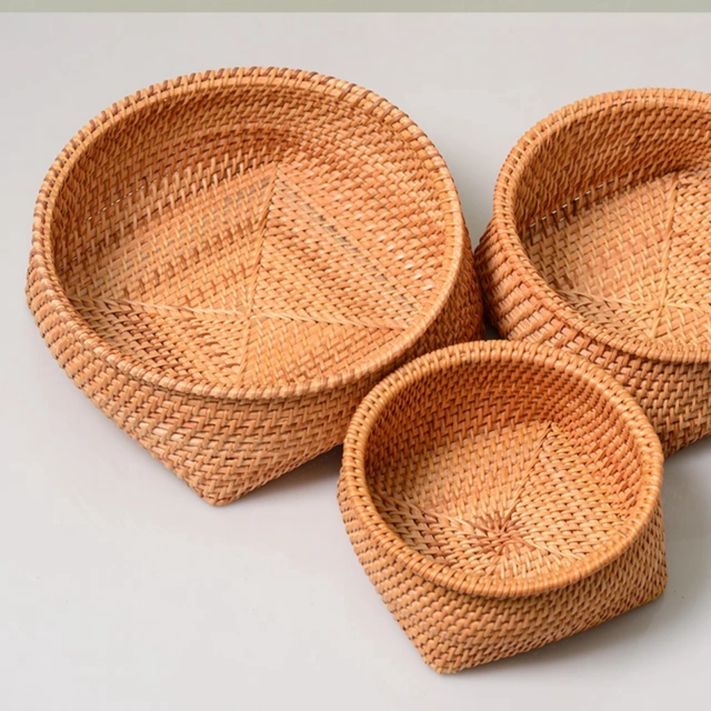 Bộ 3 hũ mây đựng bánh kẹo, kim chỉ, trang trí nhà cửa, decor đẹp