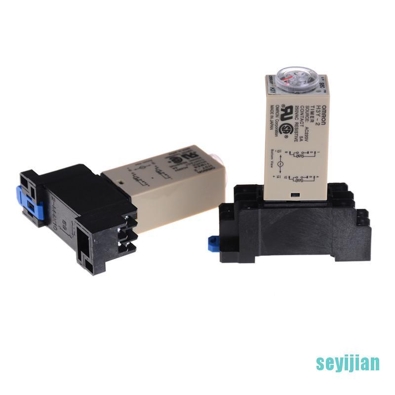 Rơ Le Thời Gian Trễ 220V H3Y-2 0-30s / 60s DPDT &amp; Base