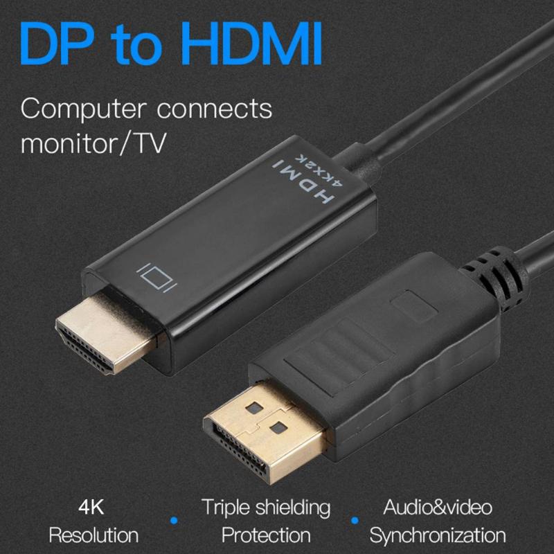 DP TO HDMI Adapter Cable DP to HDMI Cable Extension Cable 1.8 M 1080P Notebook Converter HD Cable