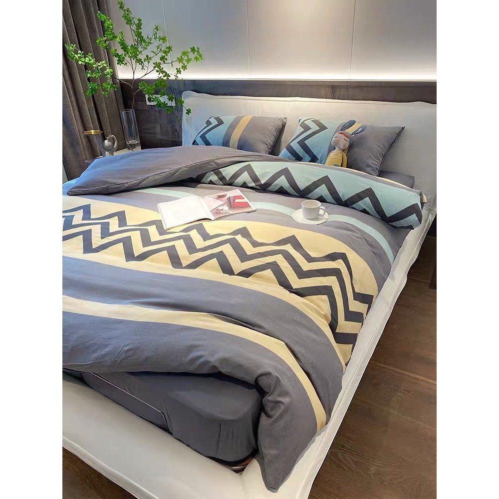 Bộ chăn ga gối cotton living Bo Decor cotton pha lụa cao cấp