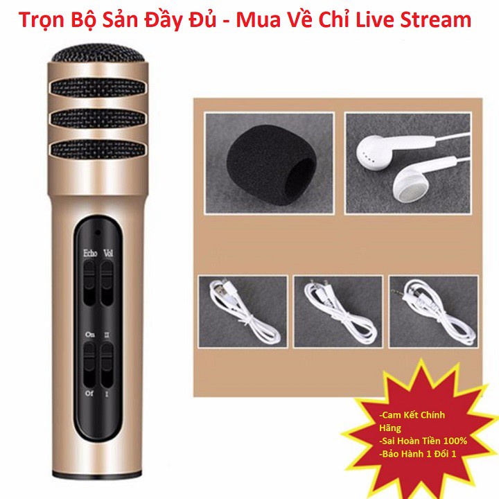 Micro Karaoke Livestream Thu Âm C7 Âm Thanh Chuyên Nghiệp + Tặng Tai Nghe nhét tai