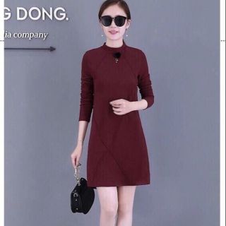 •ĐẦM SUÔNG TAY DÀI CÀI HOA