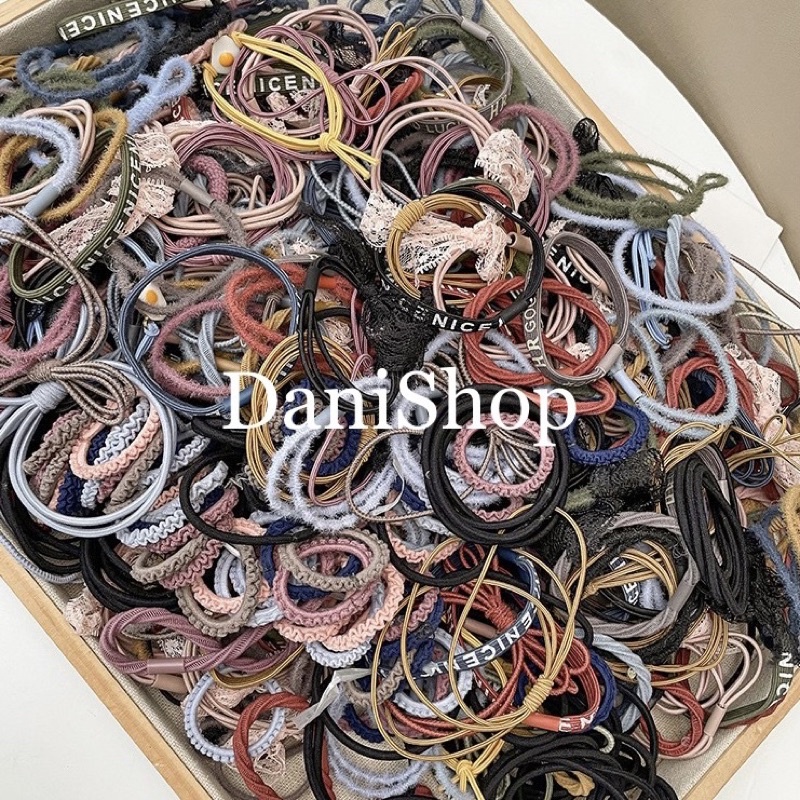 DANI cột tóc mua 10 TẶNG 1 chọn kiểu thun chun nịt buộc tóc vòng tay rái cây nơ hạt ngọc charm trai hair tie ties band
