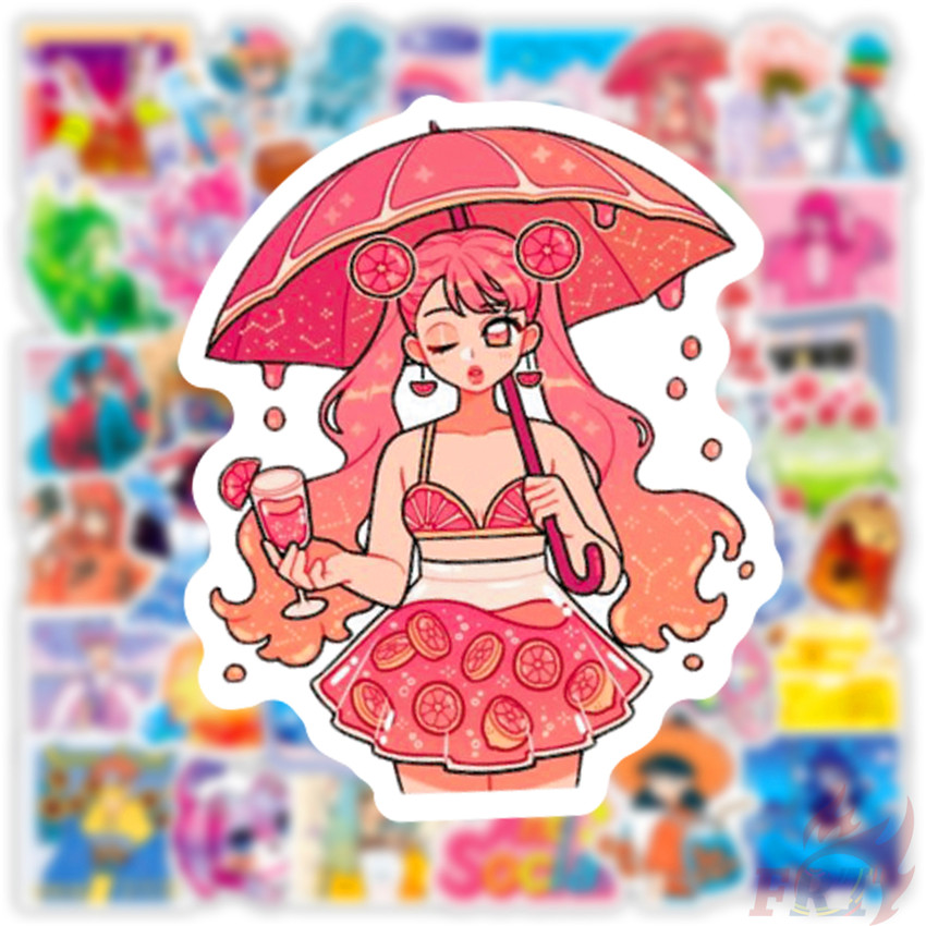 ❉ Harajuku Colorful Crystal Girl Stickers ❉ 50Pcs/Set Waterproof DIY Fashion Decals Doodle Stickers