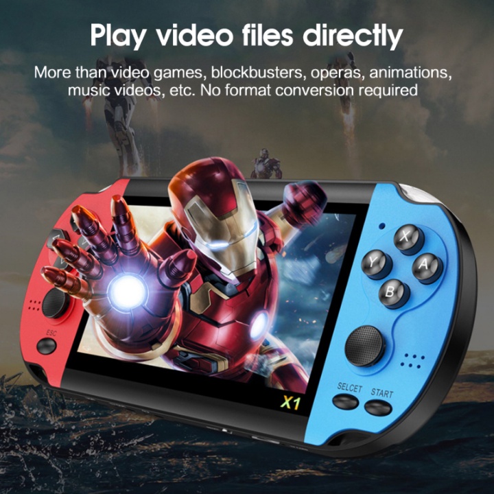 Máy chơi game cầm tay X7 màn hình 4.8 inch 8G 900 tròchơi game, nghe nhạc, đọc sách, xem phimBảo hành 12 tháng