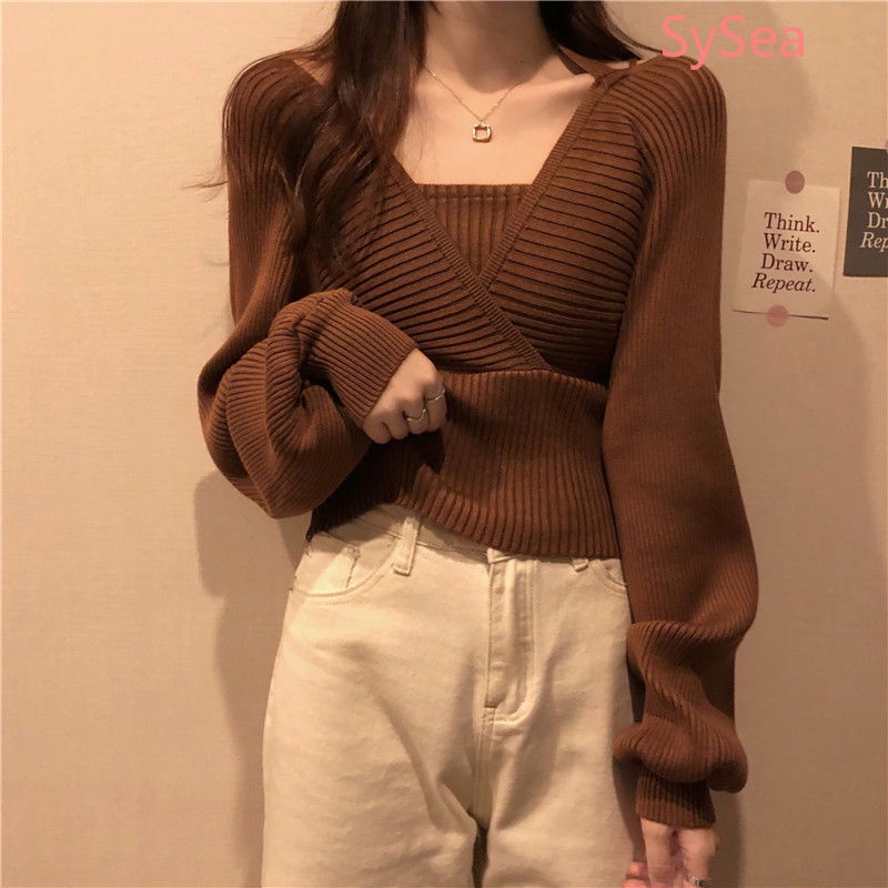 Áo Sweater Dệt Kim Tay Dài Thời Trang Mùa Thu Cho Nữ