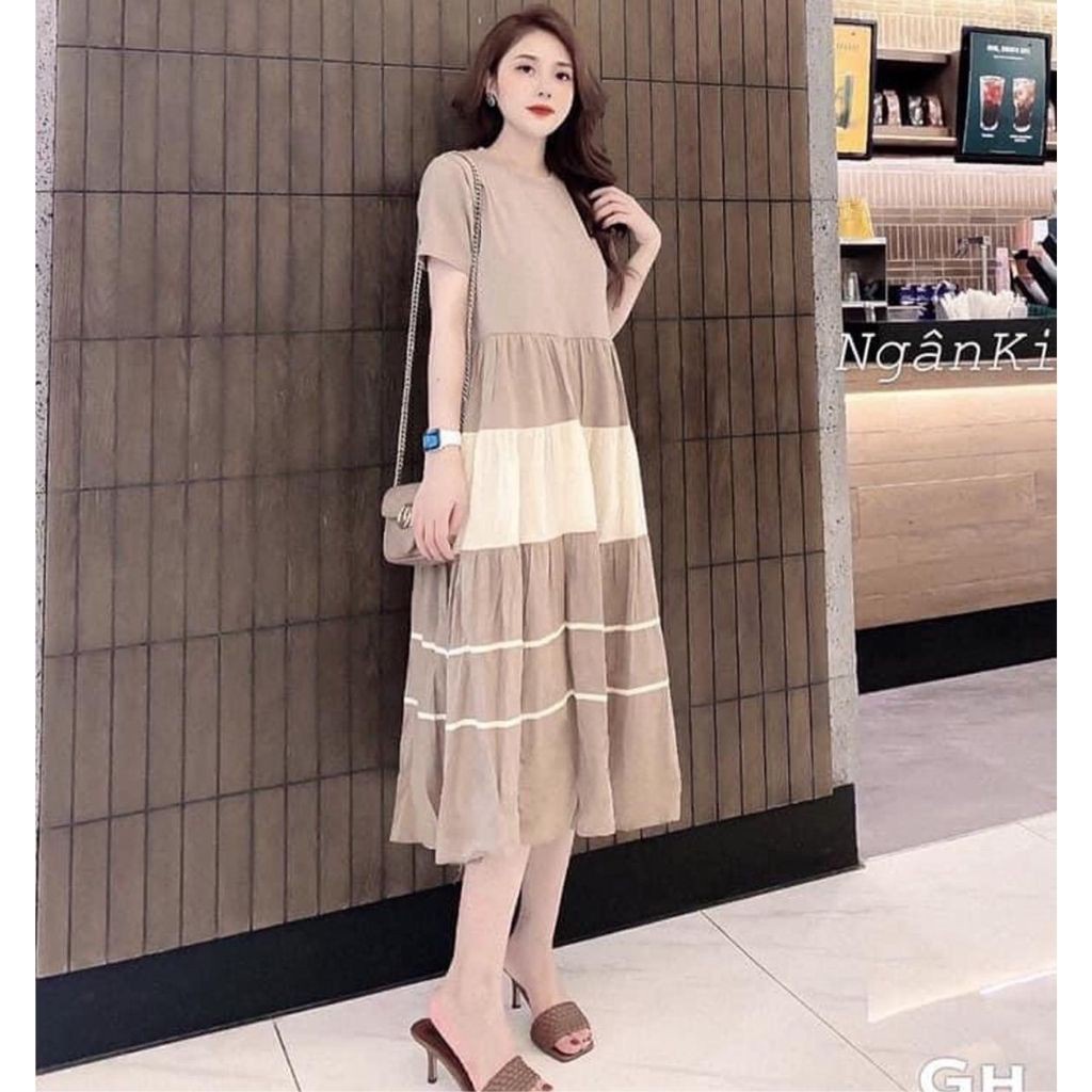 Váy Bầu Đẹp, Đầm Bầu Thiết Kế Công Sở Chất Cotton Dáng Suông Freesize Dưới 75kg A046 Lin Store66