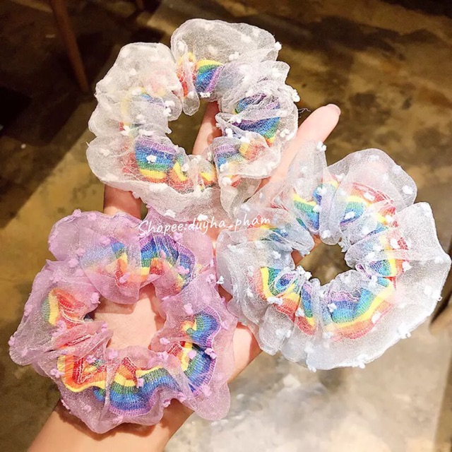DÂY VẢI CẦU VỒNG MAY SCRUNCHIES- ĐỒ HANDMADE