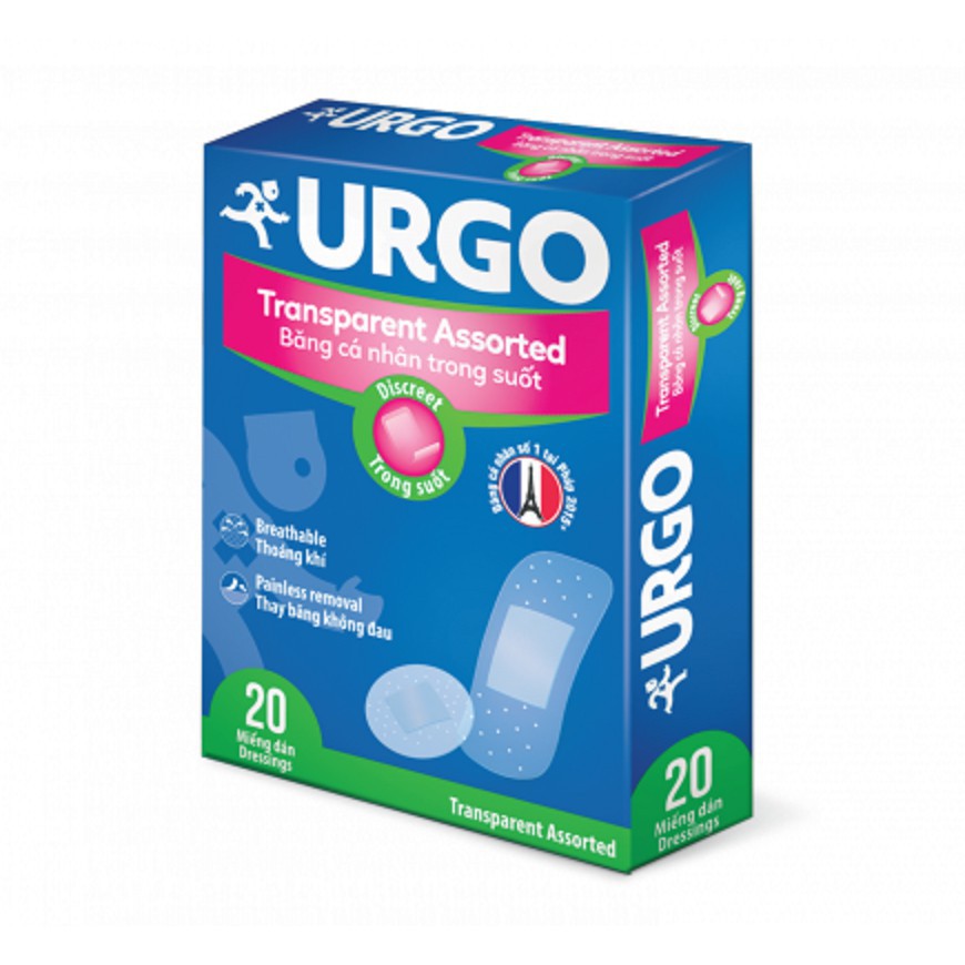 Băng Cá Nhân Trong Suốt Transparent 4 Kích Cỡ Urgo 20 Miếng