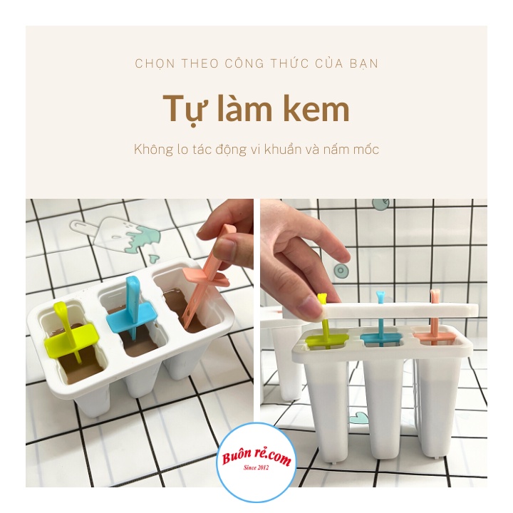 Khuôn làm kem 3 que nhựa Việt Nhật , khuôn kem có nắp tay cầm nhiều màu sắc cho bé -Buôn rẻ 01628