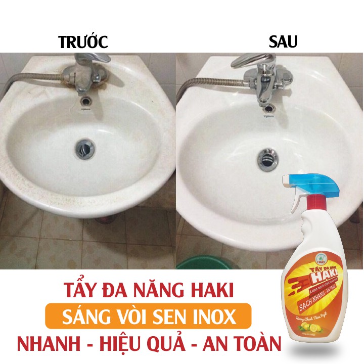 Combo hai chai tẩy đa năng Haki loại 2019 sáng inox sạch gạch men sáng nhà tắm