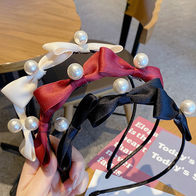 Cài tóc nhung đính ngọc trai thời trang phong cách Lolita