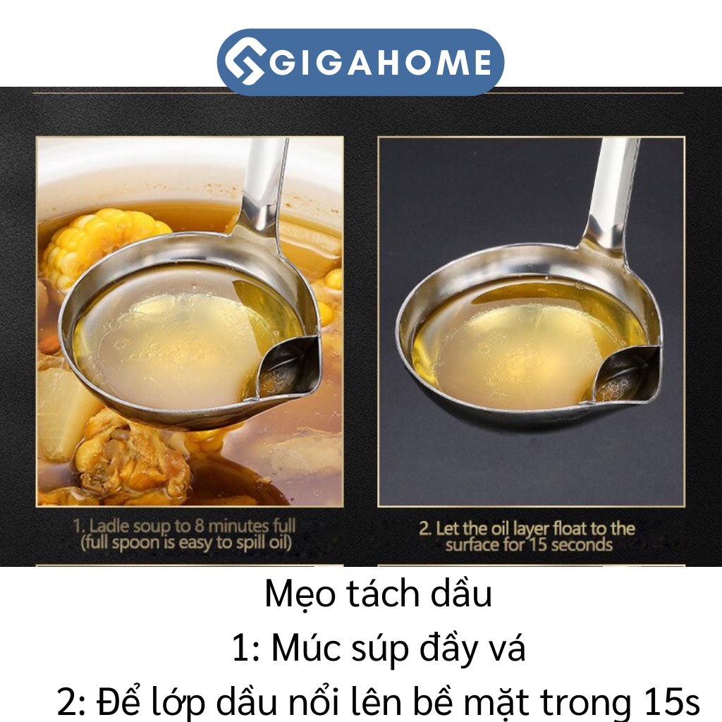 Vá Múc Canh Lọc Dầu Mỡ Thông Minh GIGAHOME Inox 304 Cao Cấp 10050